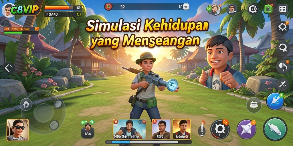 Screenshot C8VIP menampilkan gameplay yang mendebarkan dan interaksi karakter.