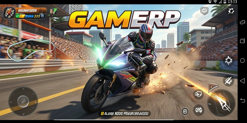 Tampilan gameplay balap motor yang seru dan mendebarkan di GAMERP.