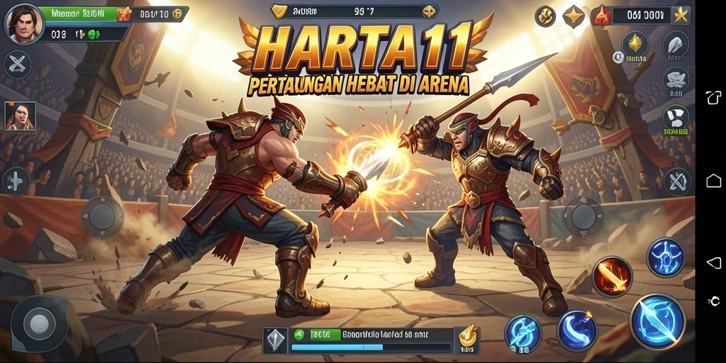 Screenshot gameplay HARTA11 yang menampilkan aksi pertarungan yang mendebarkan.