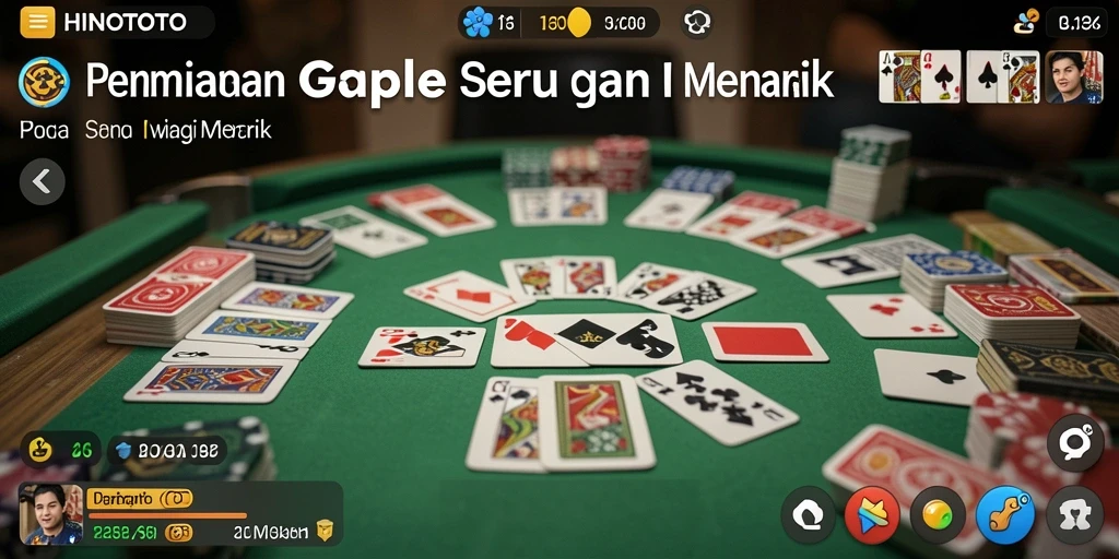 Tampilan utama HINOTOTO saat permainan Gaple berlangsung.