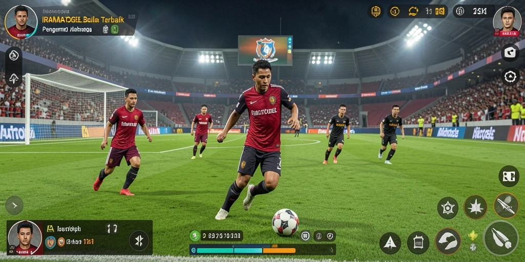 Tampilan gameplay yang menarik dalam IRAMATOGEL dengan aksi sepak bola yang mendebarkan.