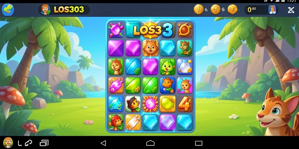 Screenshot menunjukkan gameplay seru dari LOS303 Match-3.