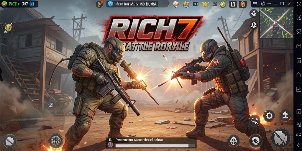 Tangkapan layar dari pertarungan seru dalam RICH7 Battle Royale.