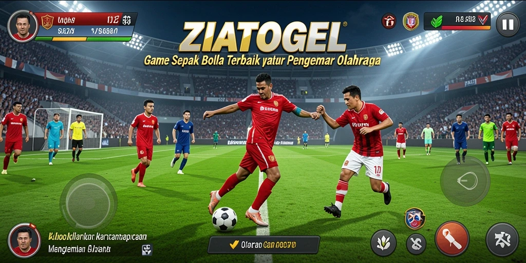 Tampilan gameplay menegangkan di ZIATOGEL dengan aksi sepak bola yang seru.